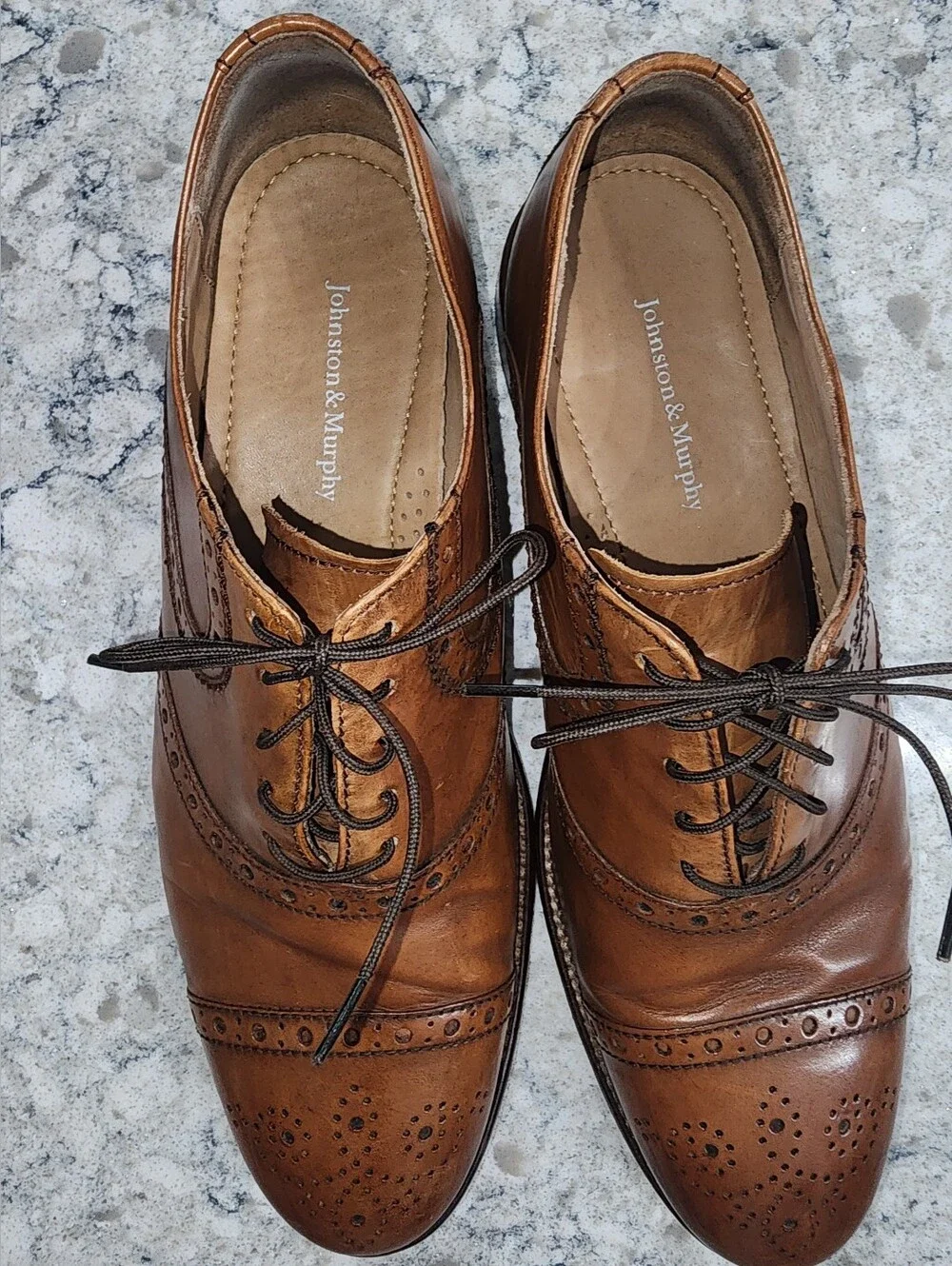 Johnston & Murphy Men's Tan Leather Wingtip Oxfords